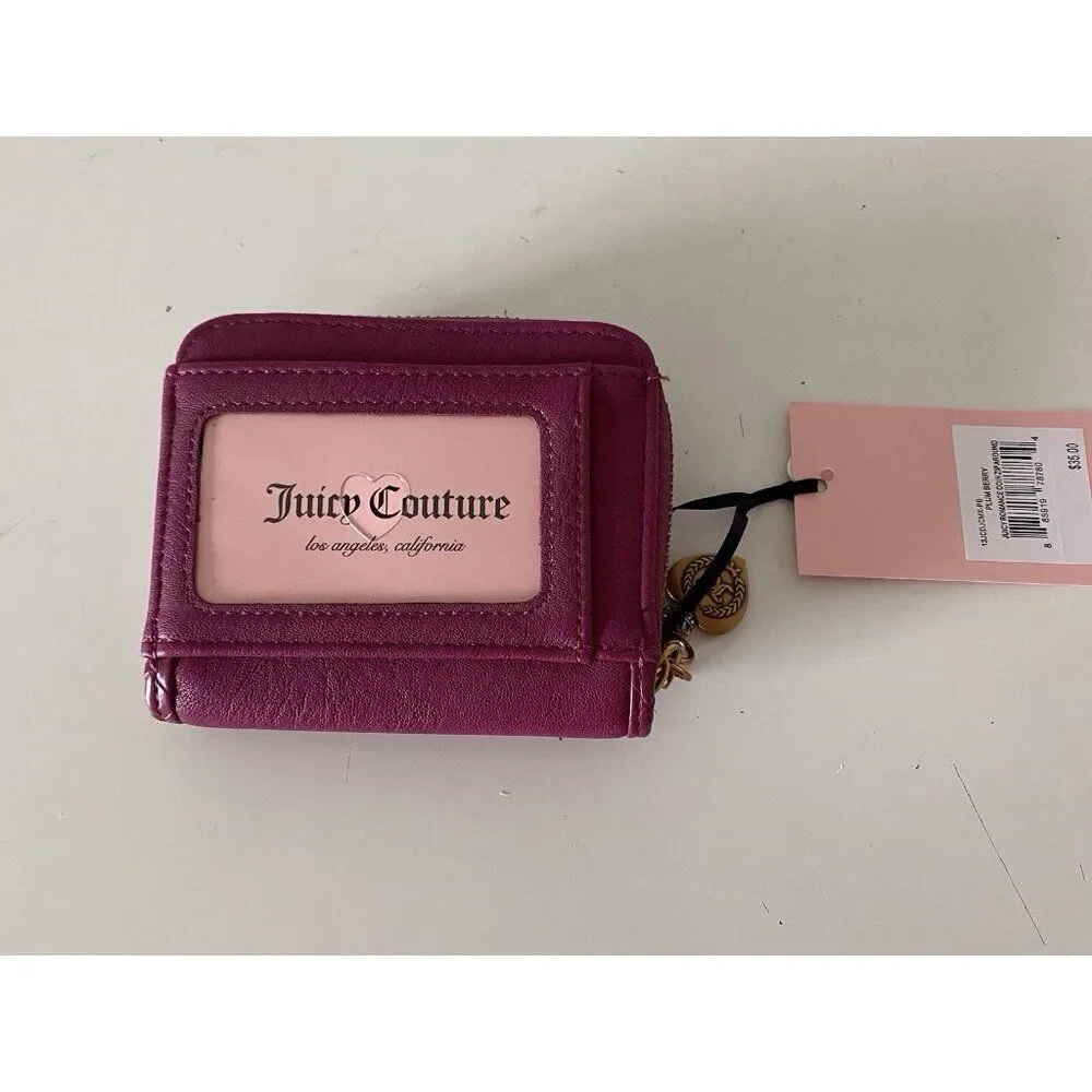 Juicy Couture Juicy Romance Coin Zip Around Wallet Plum Berry NEW‎